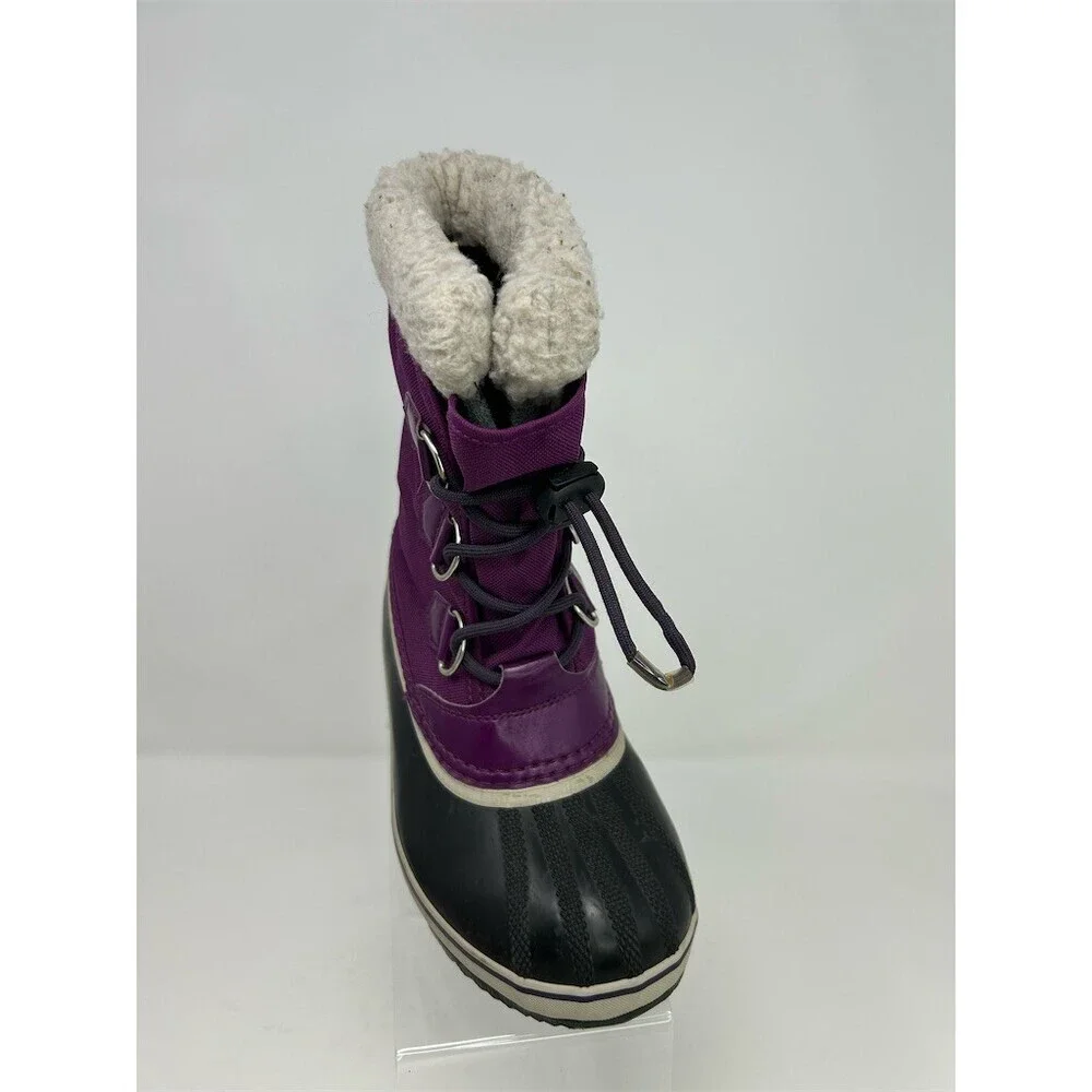 SOREL Kids Winter Snow Duck Boots Purple Waterproof Faux Fur Lined Lace Up 3